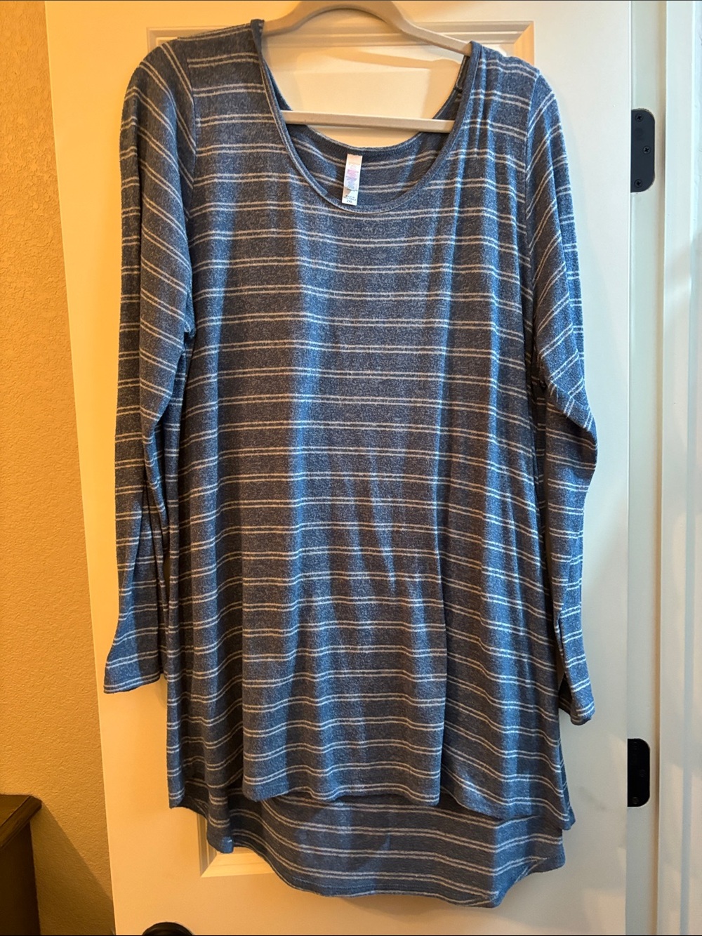 LuLaRoe Blue and White Striped Long Sleeve Top